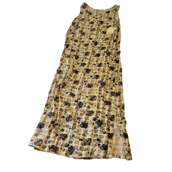 David Dart Dress Floral Checkered Blue Off White Size XL NWT Vintage NOS. - Picture 1 of 8